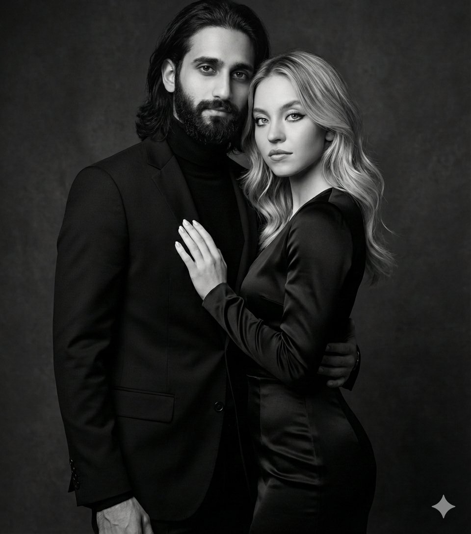 Black-and-White Studio Portrait of a Couple with Identity Lock — example 3
