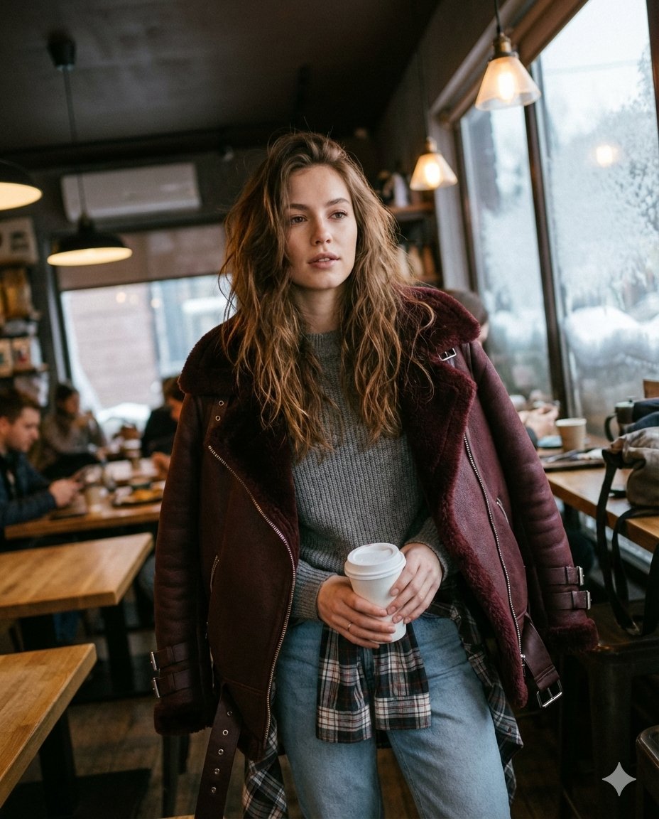 Candid Medium Shot of Woman in Cafe — example 1
