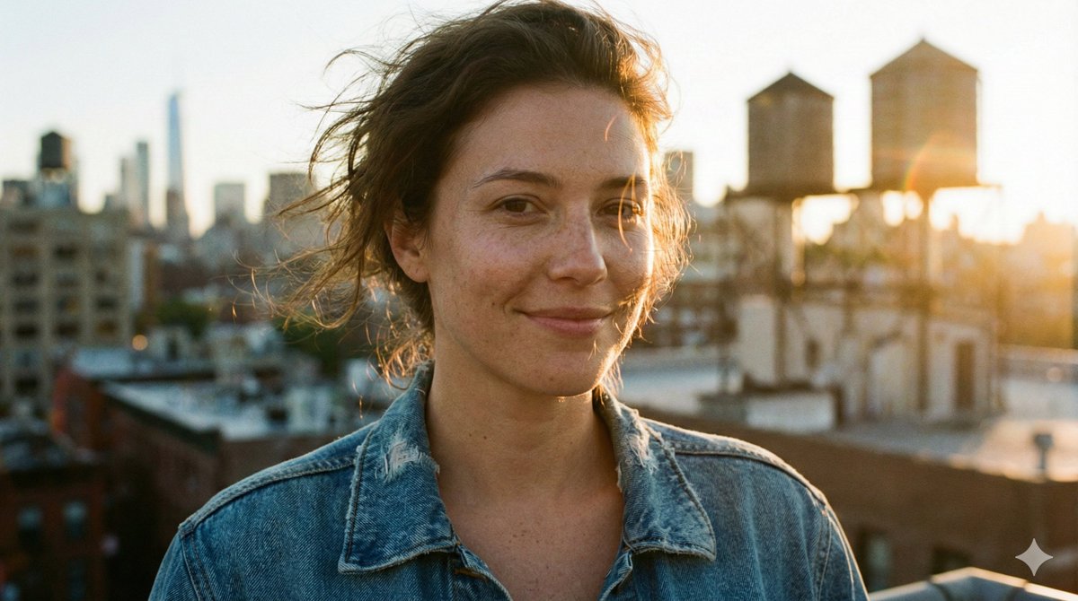 Golden hour rooftop portrait photography prompt — example 2