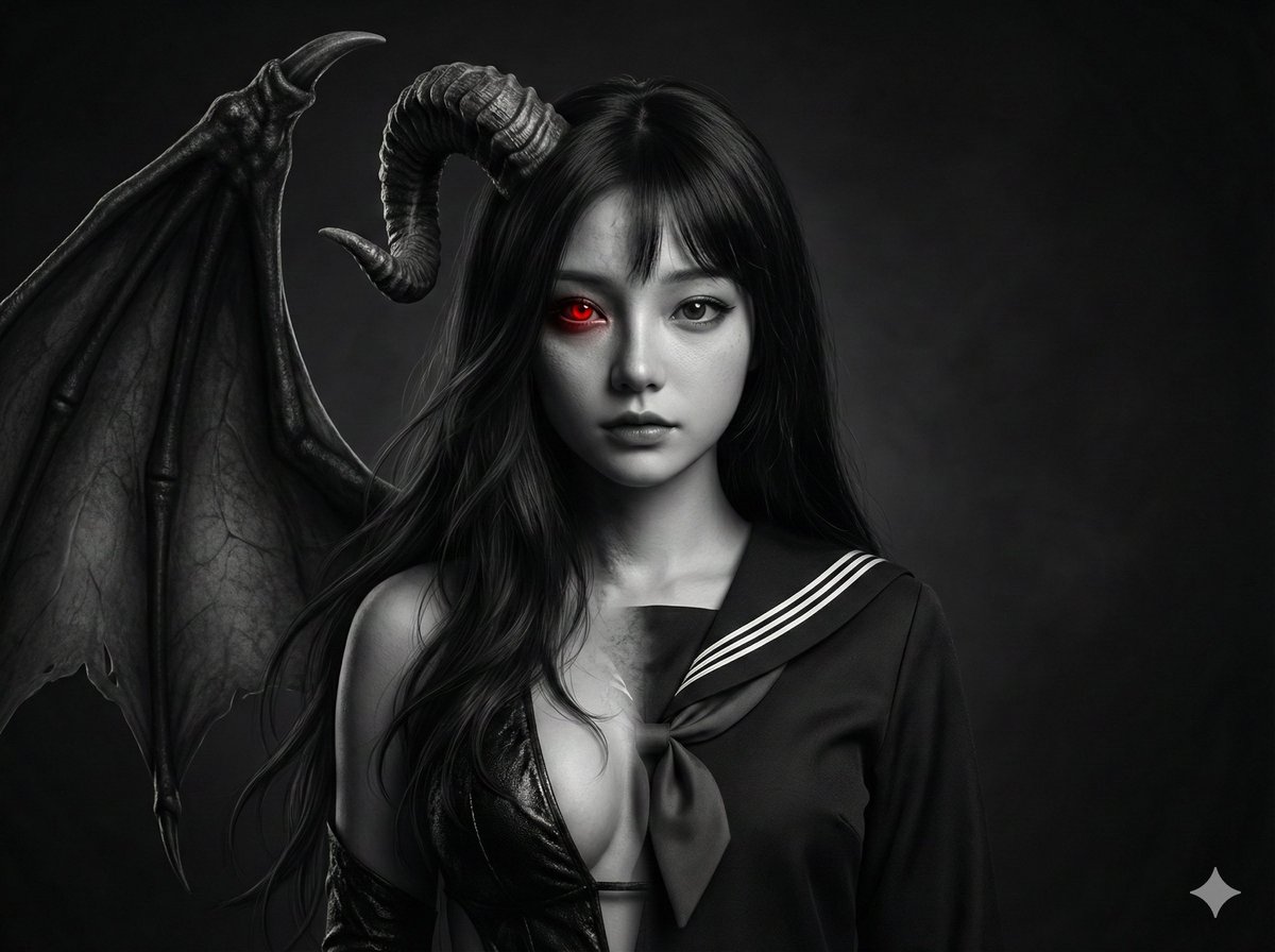 Human-Succubus Fusion Portrait Prompt — example 1