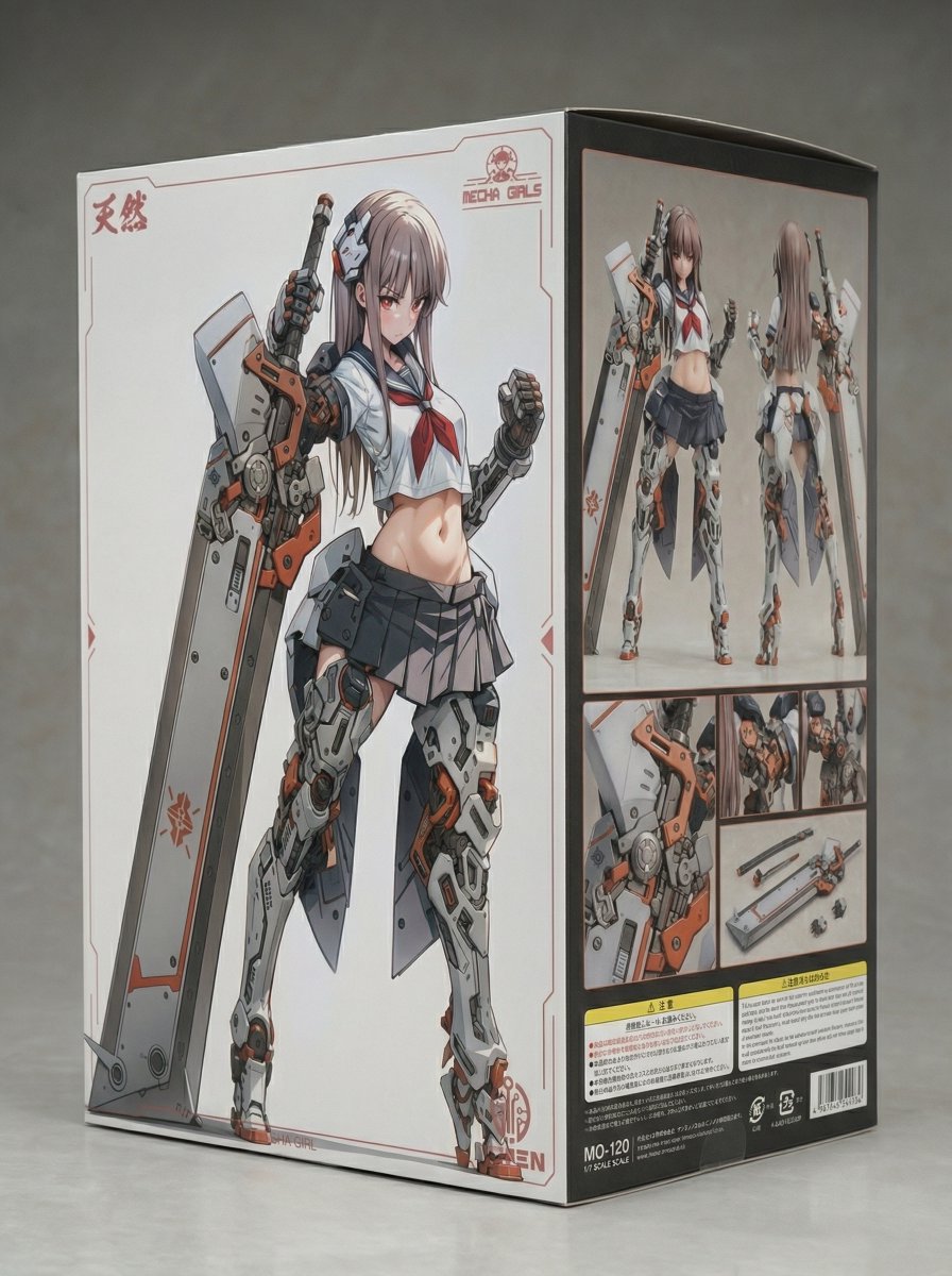 Figure/Model Kit Packaging Prompts for Armored Mecha Girl — example 3