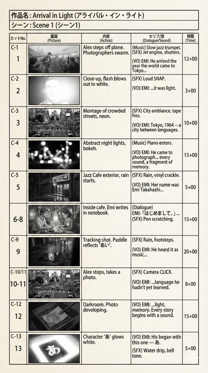 E-Konte (Japanese Storyboard) Generation — example 1
