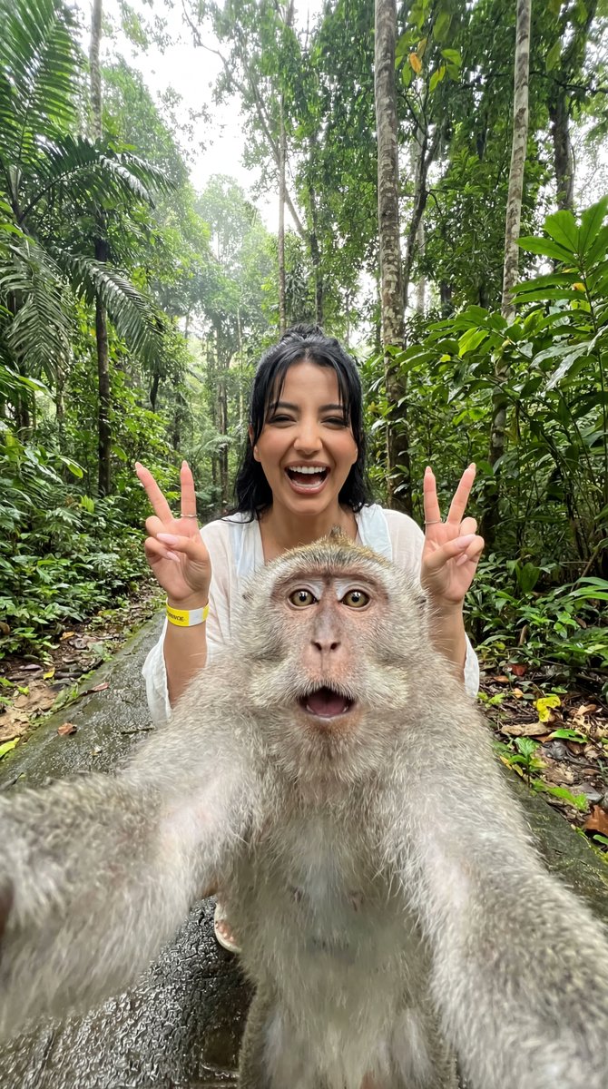 Humorous Monkey Selfie in Tropical Jungle — example 1