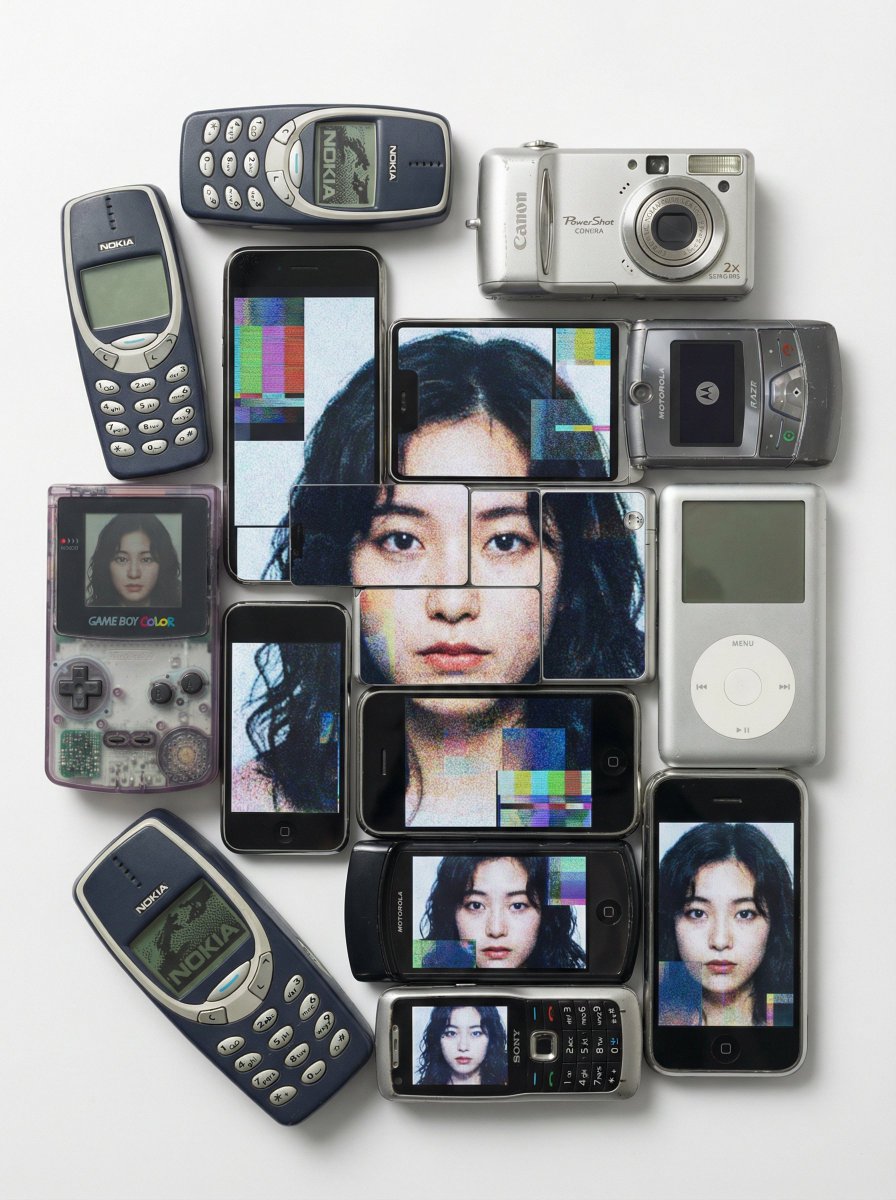 Y2K Tech Collage Portrait — example 1