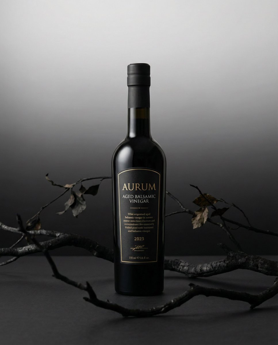Product hero shot with charred black branches framing