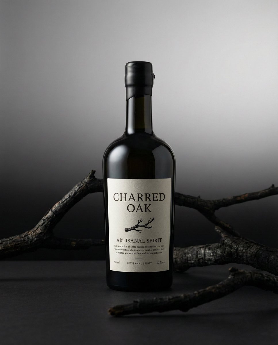 Product hero shot with charred black branches framing — example 2