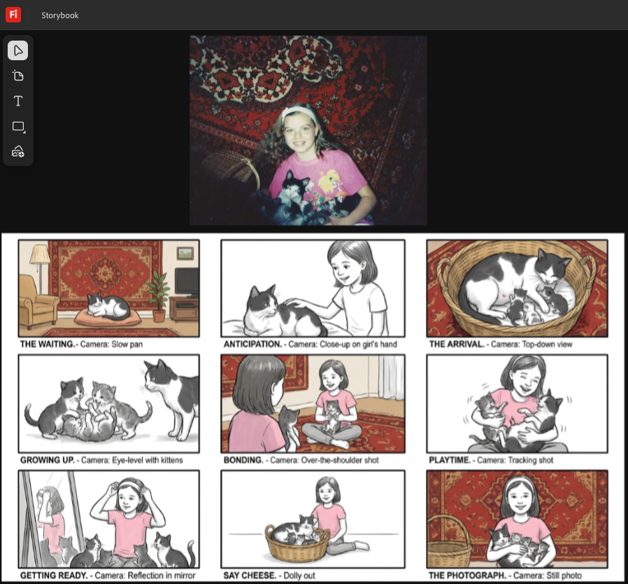 Storyboard from childhood photo — example 1