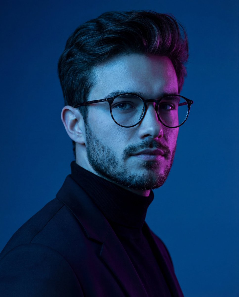 Dramatic Neon-Lit Portrait — example 1