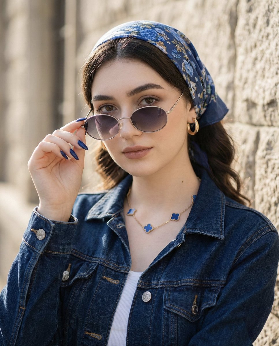 Tight Medium Close-up Portrait with Vintage Accessories — example 1