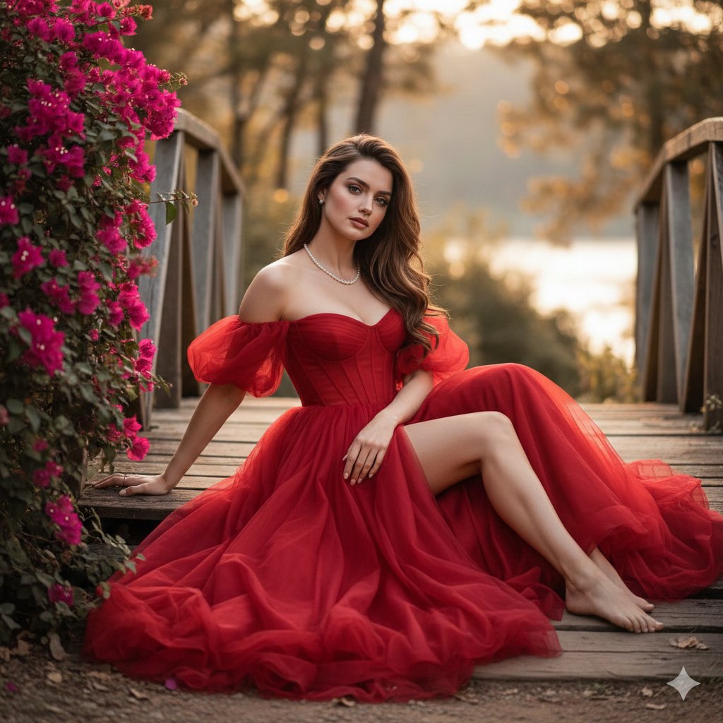 Ana de Armas in Red Gala Dress Fine-Art Photography — example 1