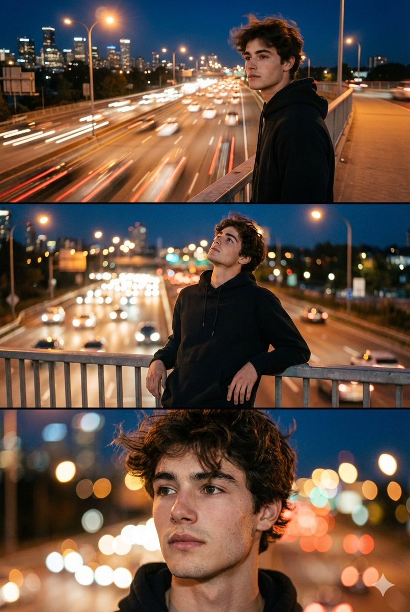 Cinematic Night City Triptych Portrait (Duplicate) — example 1