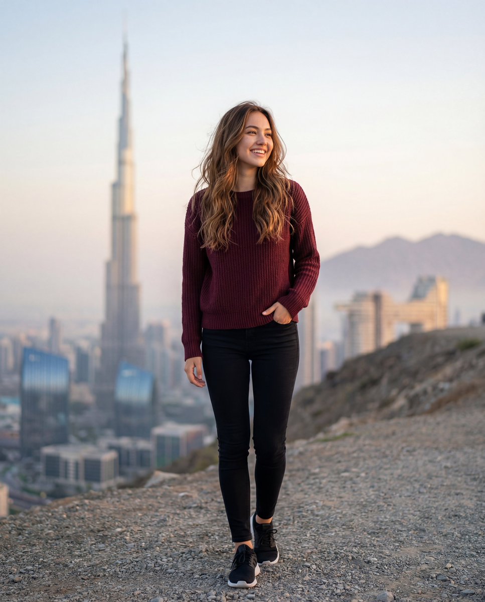 Cinematic Lifestyle Portrait in Dubai with Bokeh — example 1