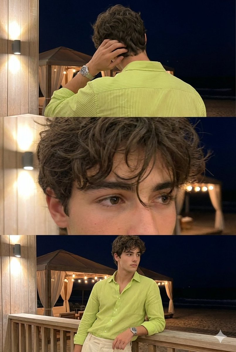 Triple-Frame Candid Portrait with Locked Facial Identity — example 1