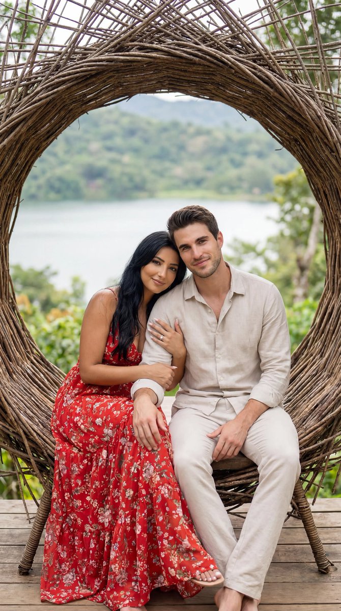 Photoreal Romantic Couple in Nature Nest Editorial Prompt — example 2