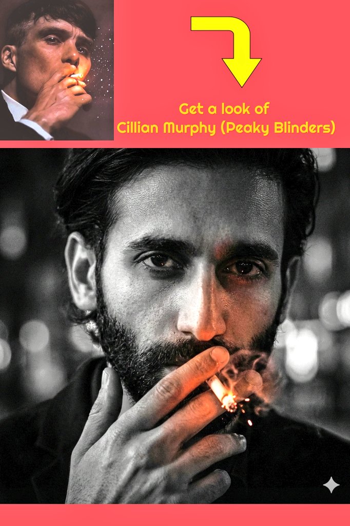 Film Noir Portrait of Cillian Murphy with Cigarette — example 1