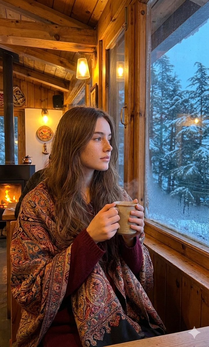 Cozy Winter Cafe Scene in Shimla — example 1