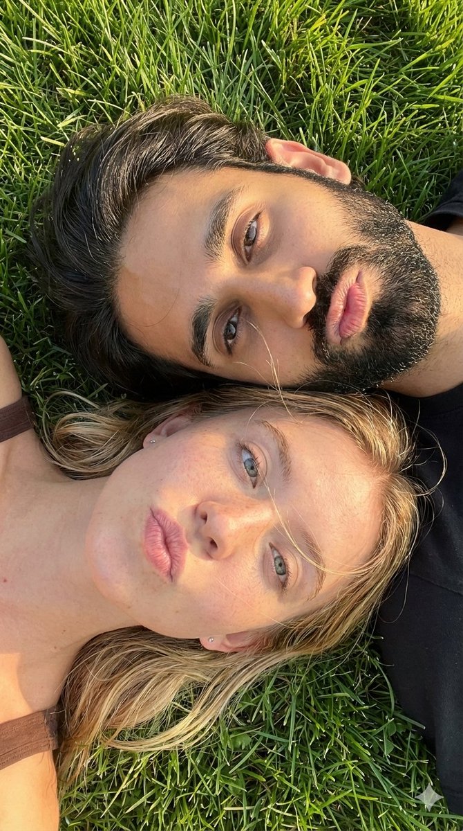 Hyper-Realistic Couple Selfie on Grass Prompt — example 3