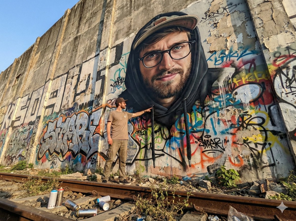 2D Mural to 3D Reality Street Art Prompt — example 1