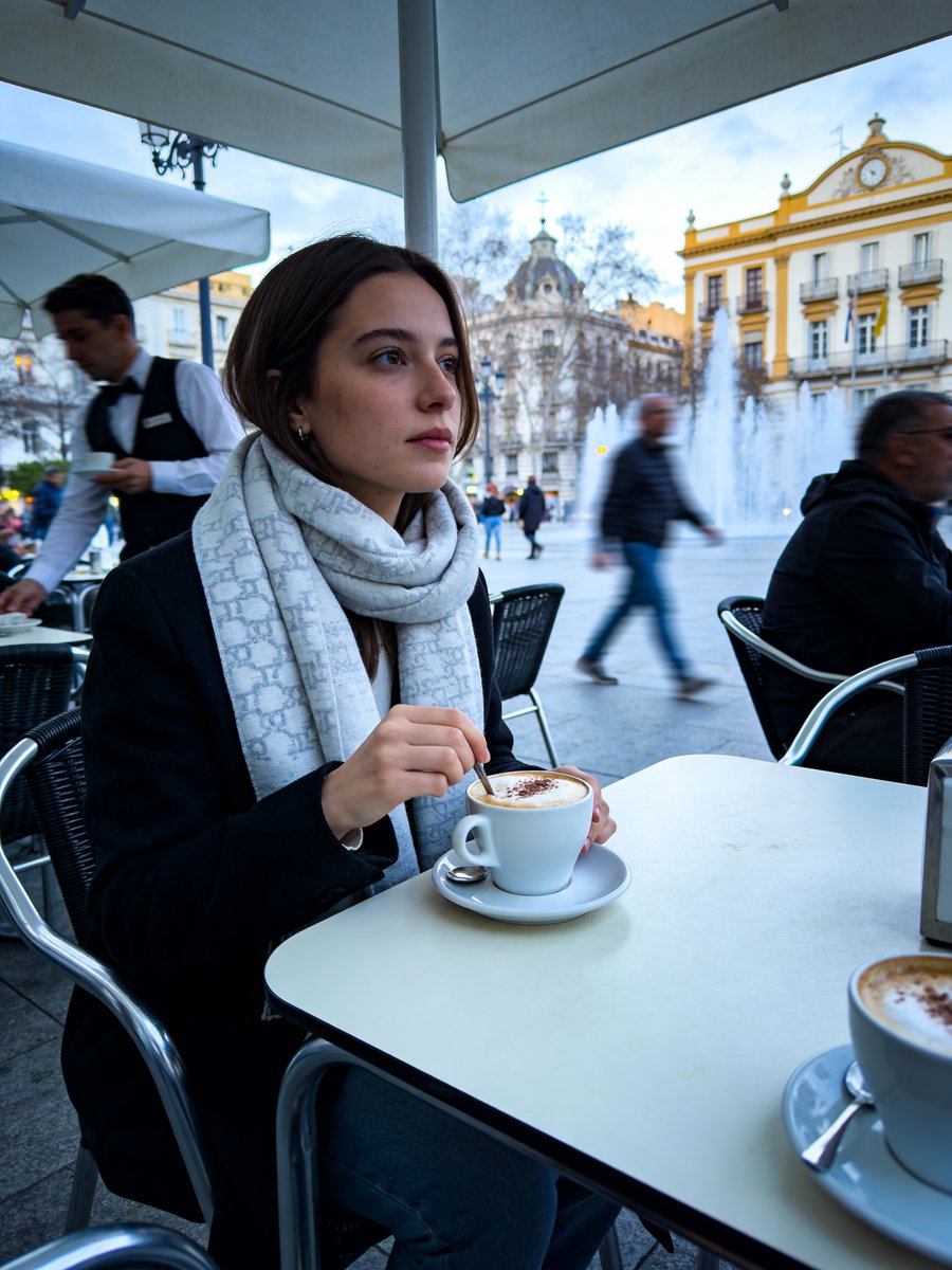 Photorealistic iPhone street café scene in Málaga — example 2