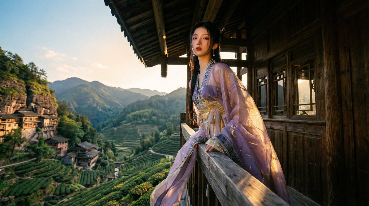 Classical Chinese Romance Landscape with Hanfu — example 1