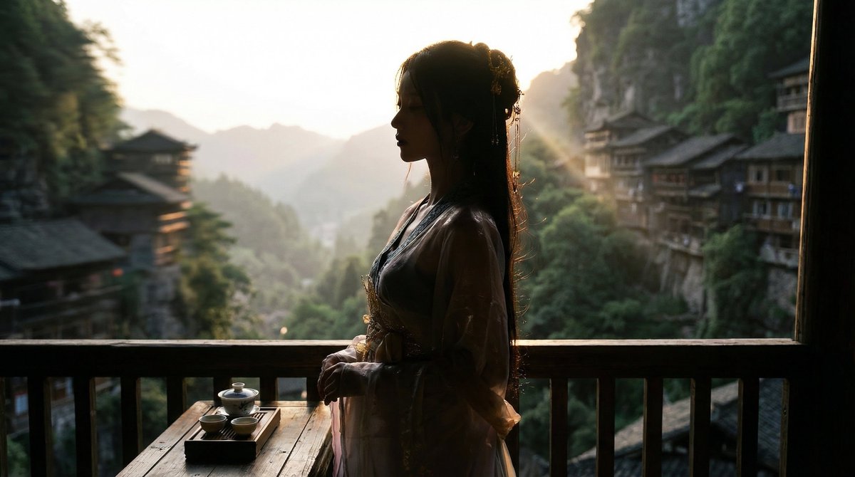 Classical Chinese Romance Landscape with Hanfu — example 2