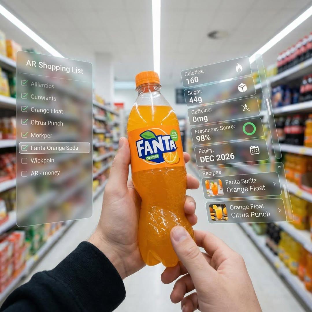 Hyper-Realistic Mixed Reality Fanta Bottle Interface — example 1
