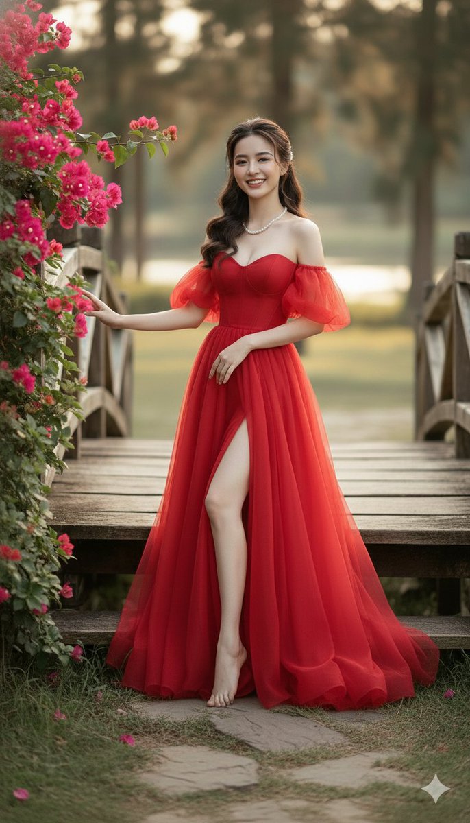 Cinematic Fine-Art Portrait of a Woman in a Red Gala Dress — example 2