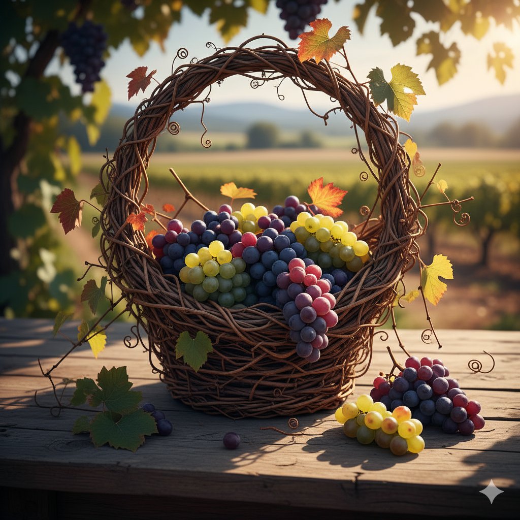 Simple grapes-in-a-basket image prompt — example 2