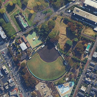 Cartoon drone-style Google Maps aerial illustration prompt — example 1