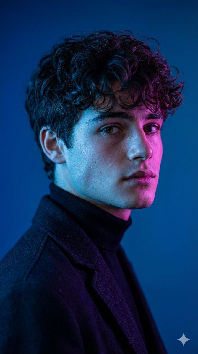 Dramatic Cinematic Portrait with Contrasting Lighting — example 1