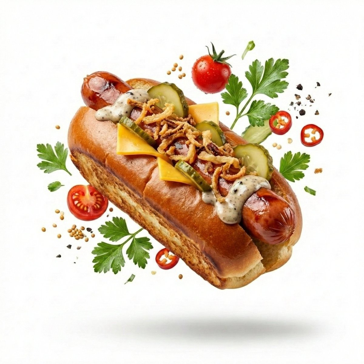 High-End Commercial Food Levitation Photography Prompt — example 1