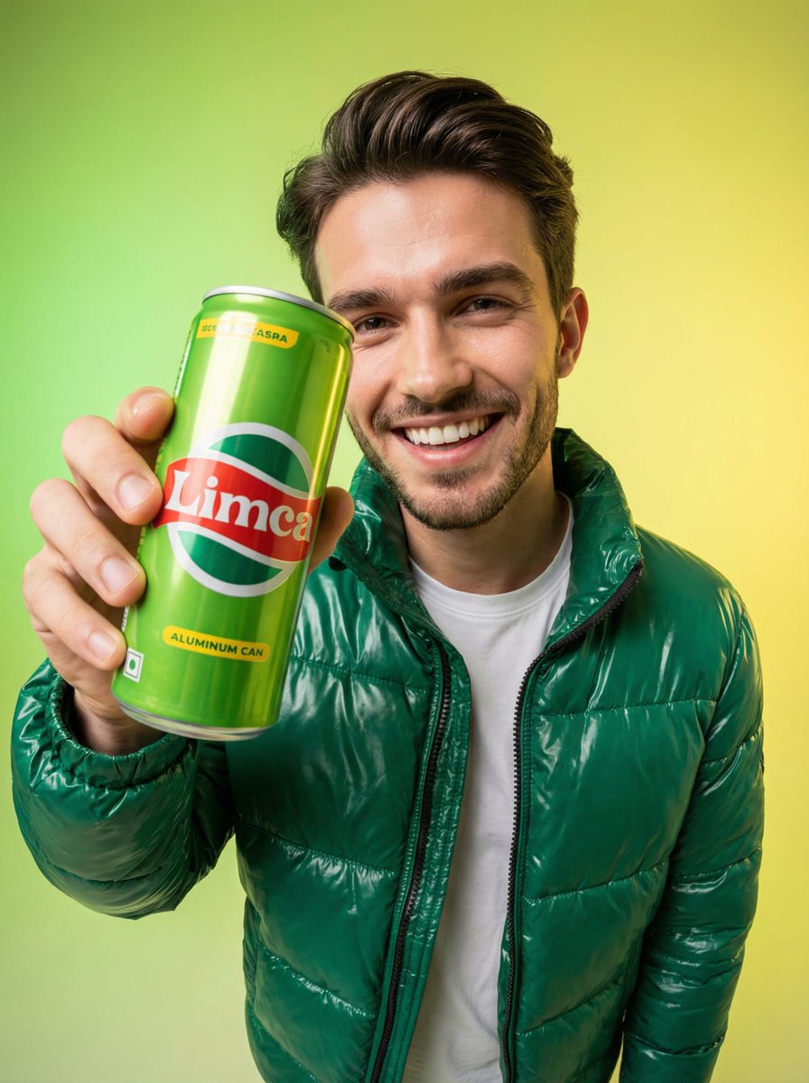 Fisheye Studio Portrait with Branded Drink Can — example 1