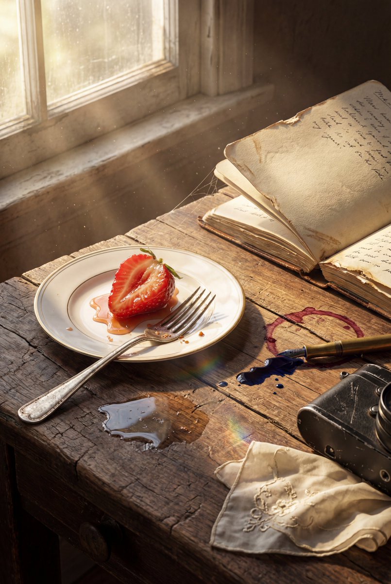 Highly detailed 8K morning still life desk scene prompt — example 1