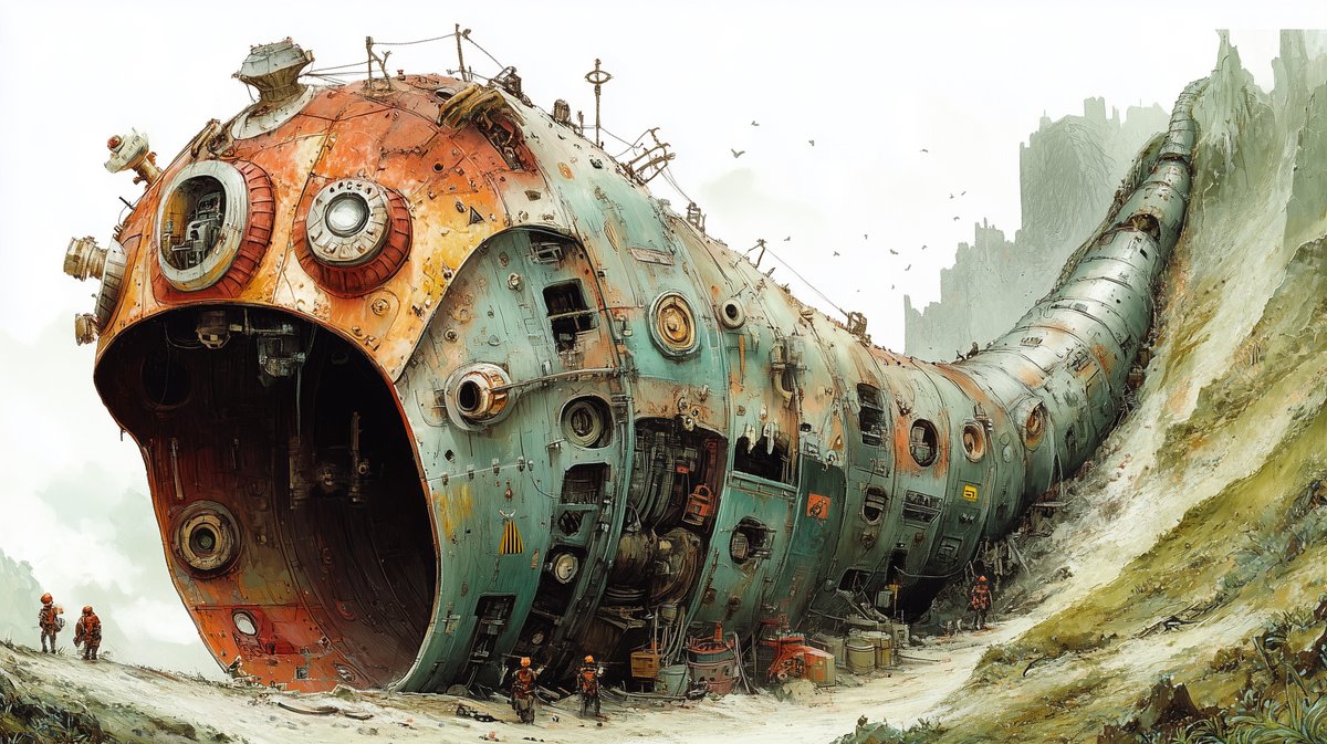 Massive Ancient Abandoned Alien Mining Machine Prompt — example 1