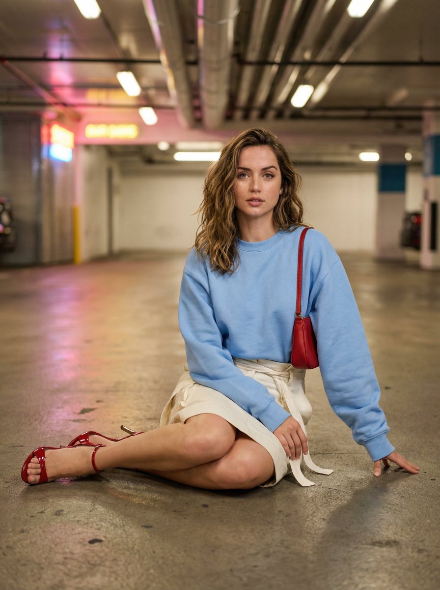 Cinematic Fashion Portrait in Underground Parking — example 2