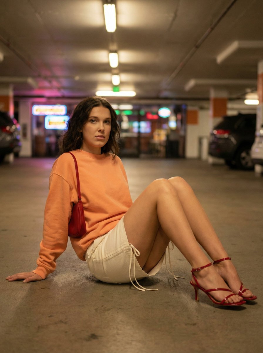 Cinematic Fashion Portrait in Underground Parking — example 3