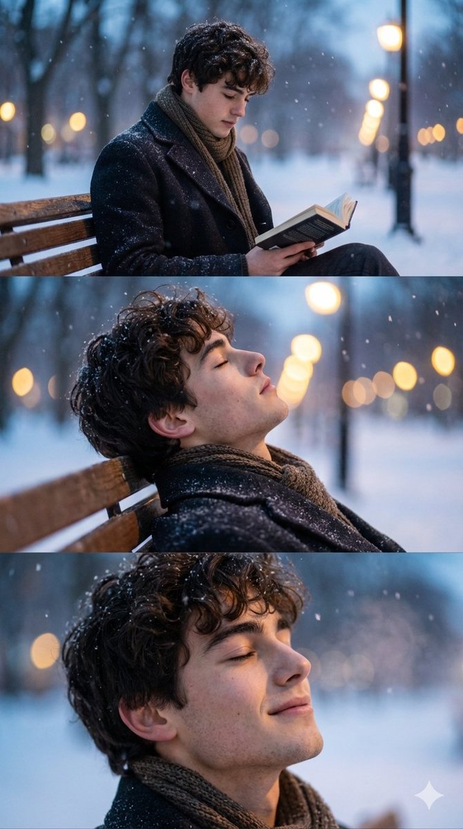 Cinematic Winter Photo Shoot Sequence (3 Frames) — example 1