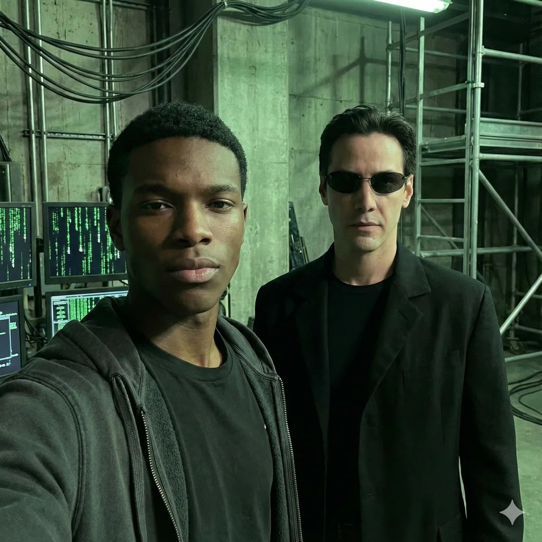 Selfie with movie character using reference face in Nano Banana Pro — example 3
