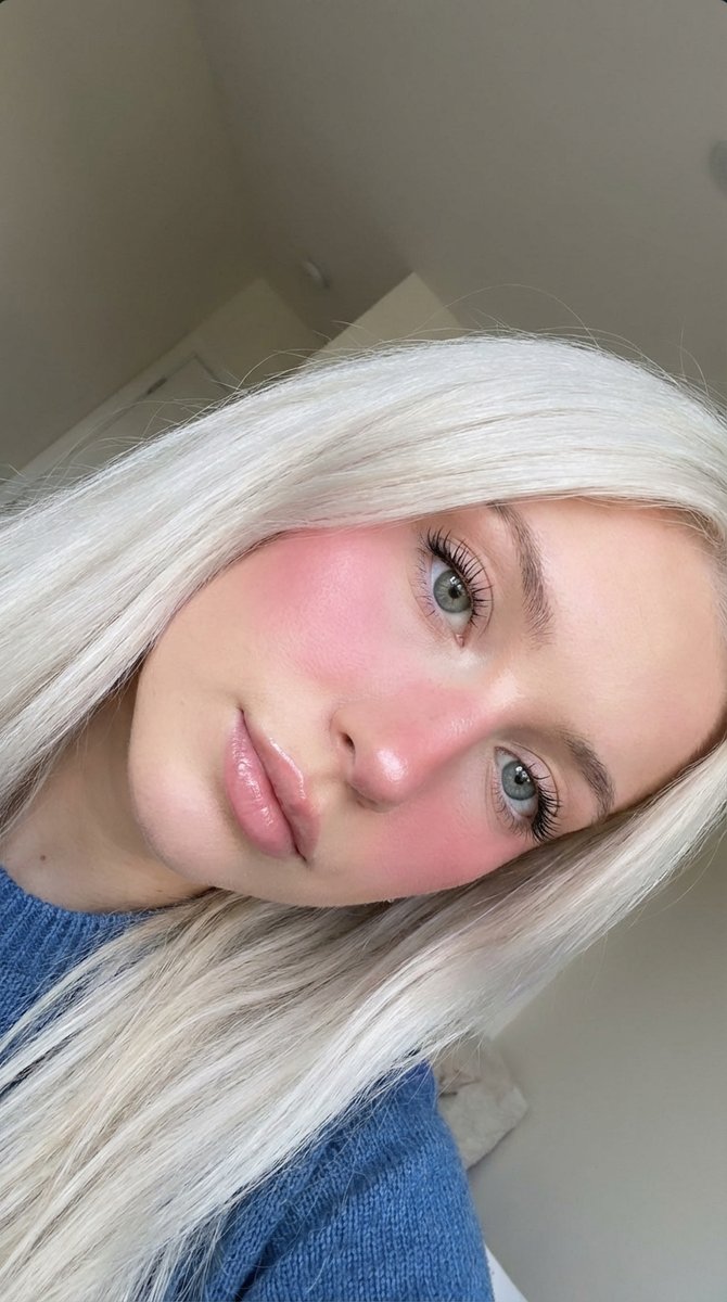 Extreme Close-up Beauty Selfie with Heavy Blush — example 1