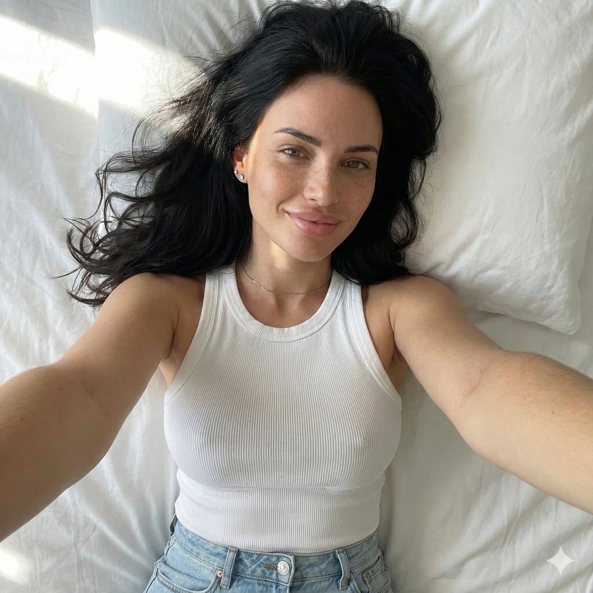 JSON selfie-on-bed prompt for Nano Banana Pro — example 1