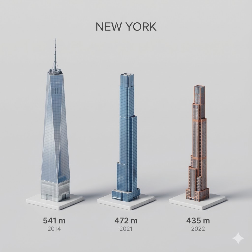City tallest buildings 3D cartoon showcase prompt — example 1