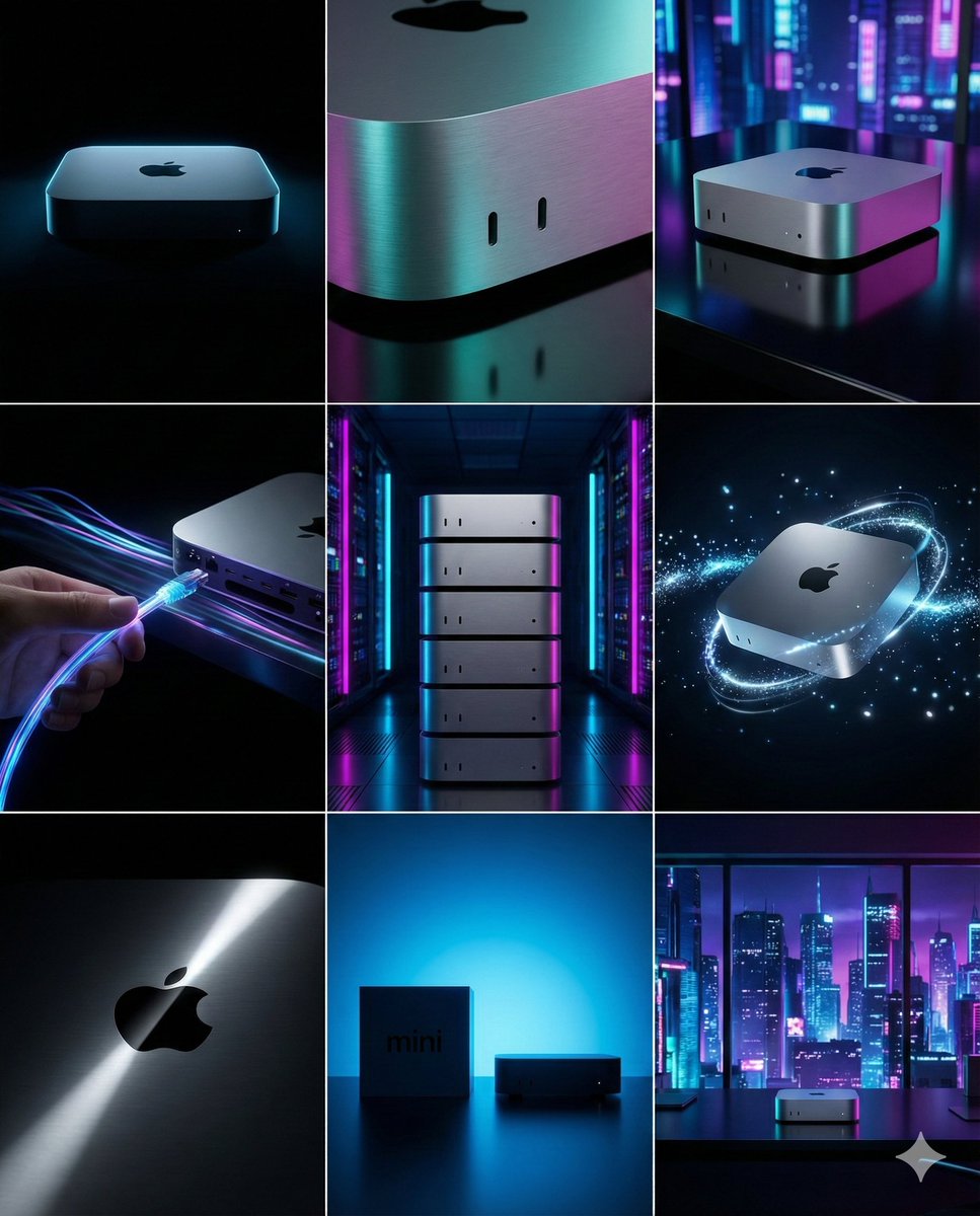 Cyberpunk Tech Visual Storyboard for Mac Mini Branding — example 1