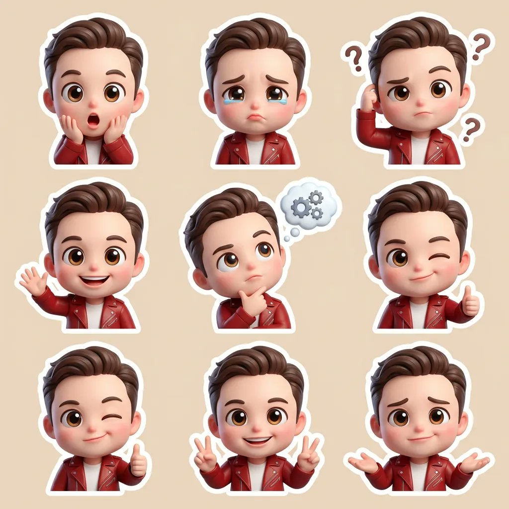 3D Chibi Cartoon Sticker Set Generation Prompt — example 1