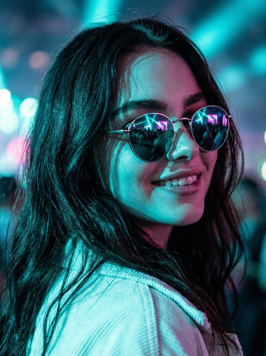 Cinematic Close-Up at an Electronic Music Festival — example 1