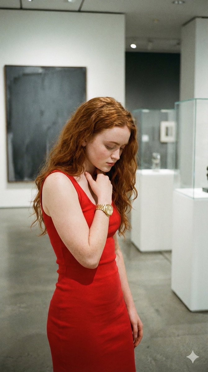 4K Candid Portrait of Sadie Sink in Red Dress Prompt — example 2