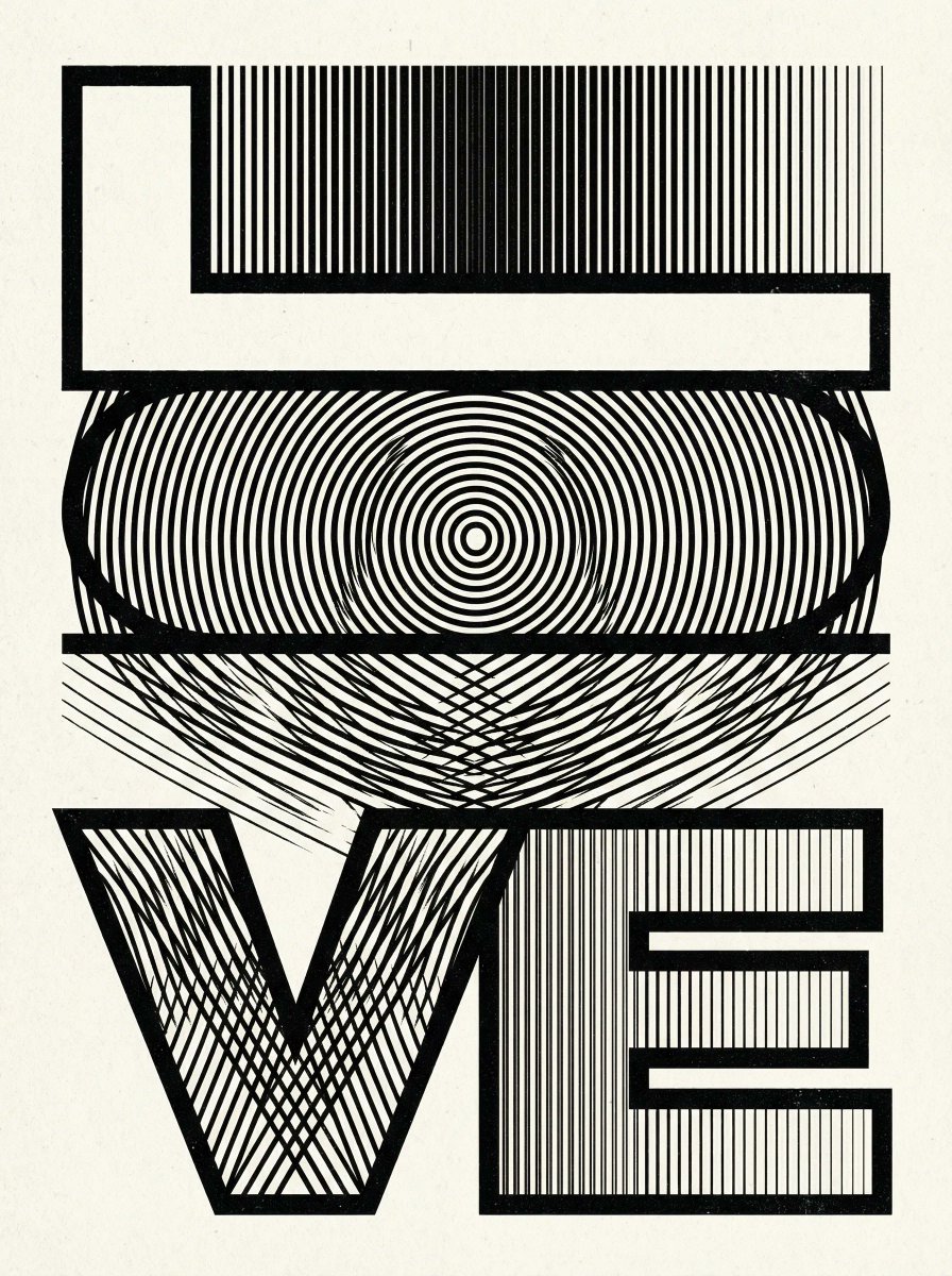 Op Art LOVE Typography Poster Prompt