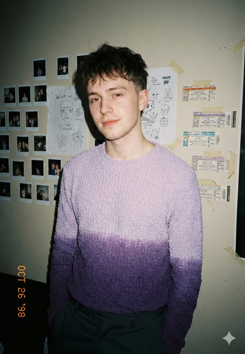 Analog-Inspired Male Portrait with Hard Flash Prompt — example 1