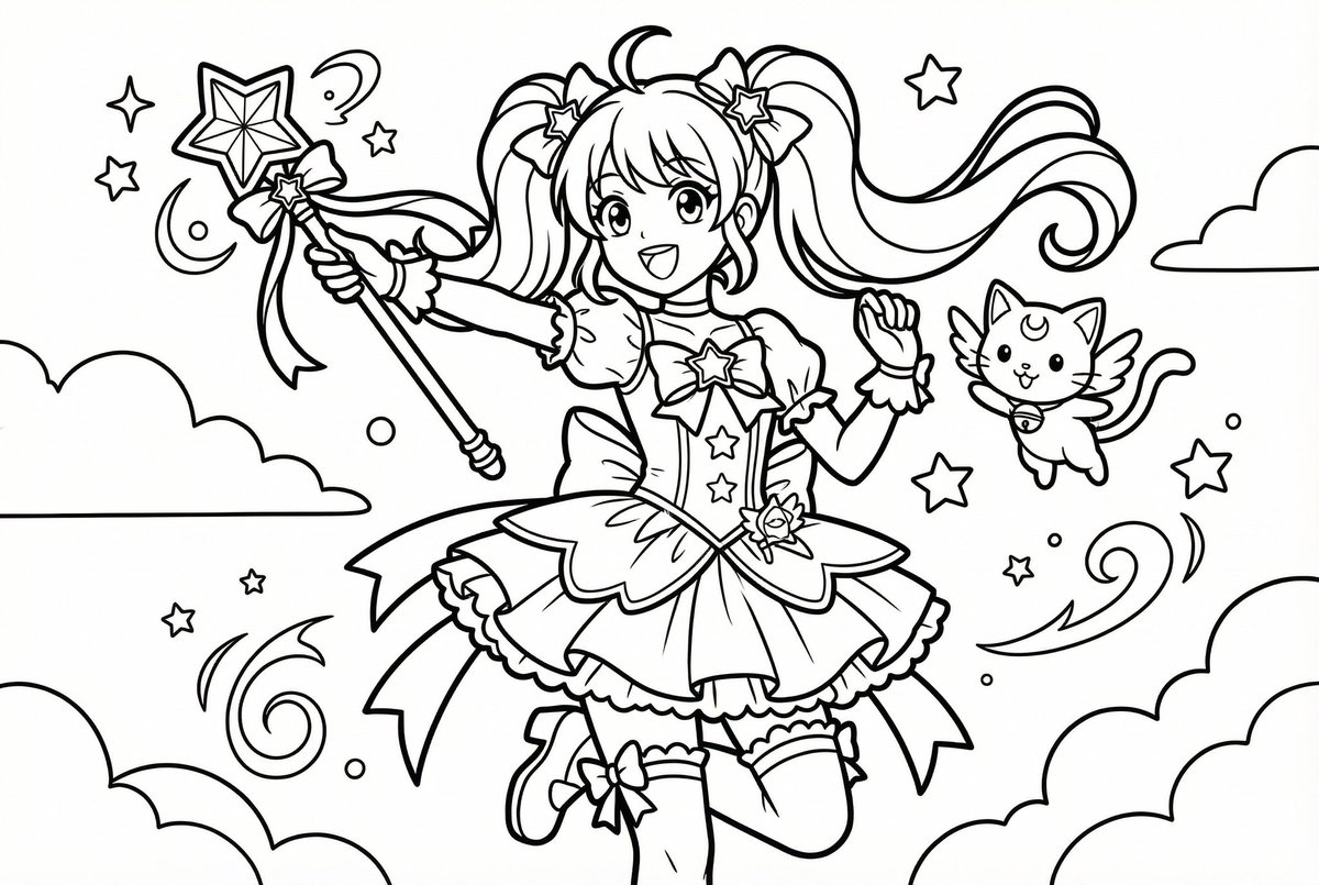 Coloring book line art prompt for Nano Banana Pro — example 3