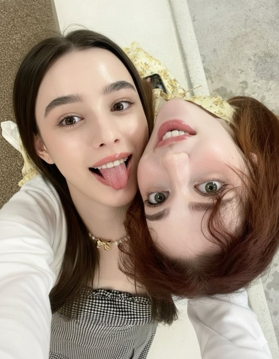 Ultra-Detailed Close-Up Selfie of Two Girls — example 1