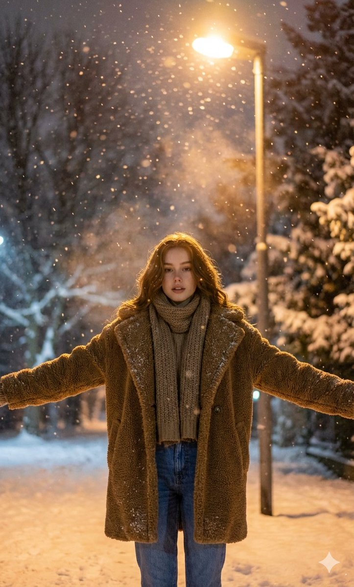Nighttime Winter Scene with Strict Face Identity Lock — example 1